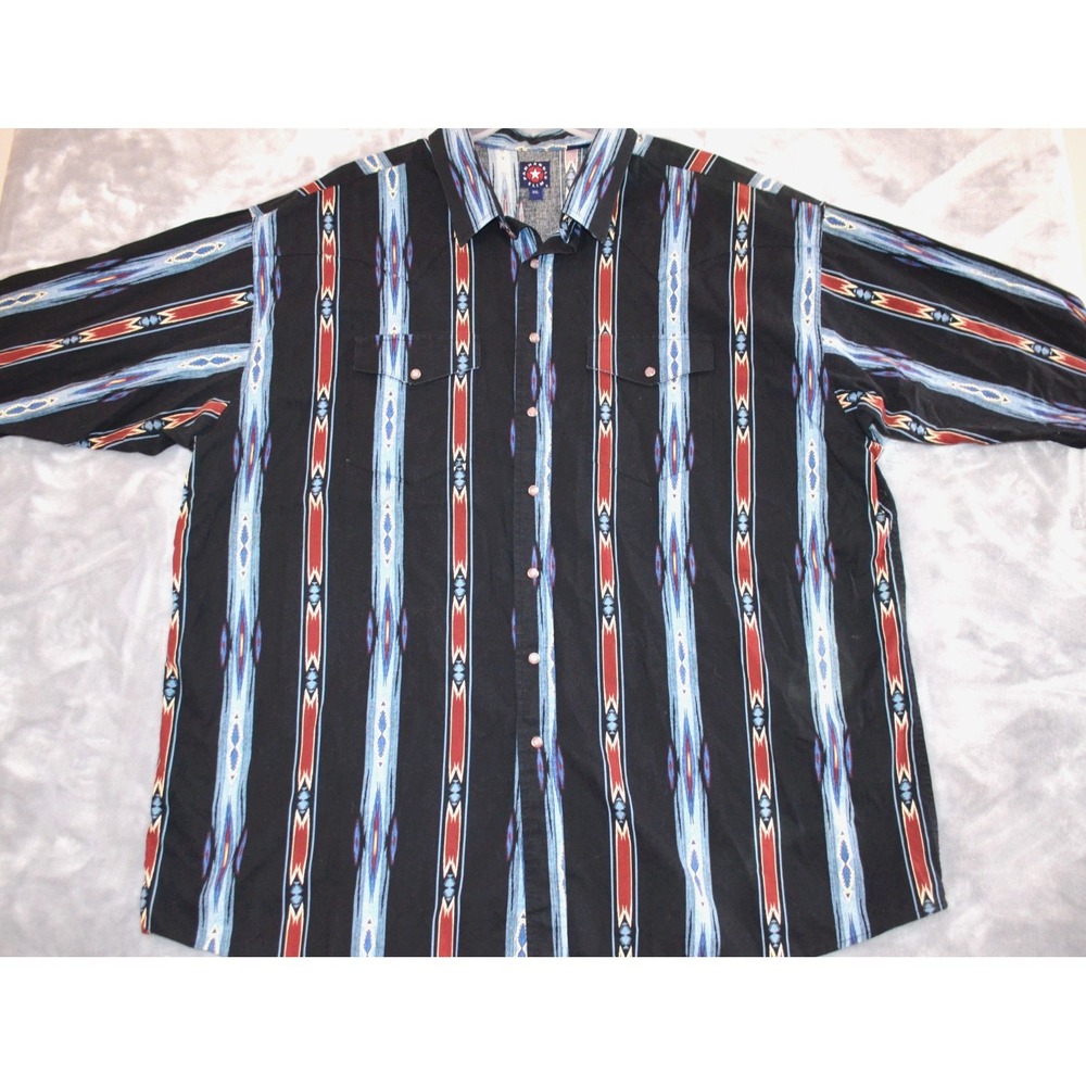 Panhandle Slim Western Shirt Mens 3XL Aztec Striped Snap Front Long Sleeve - Picture 3 of 16